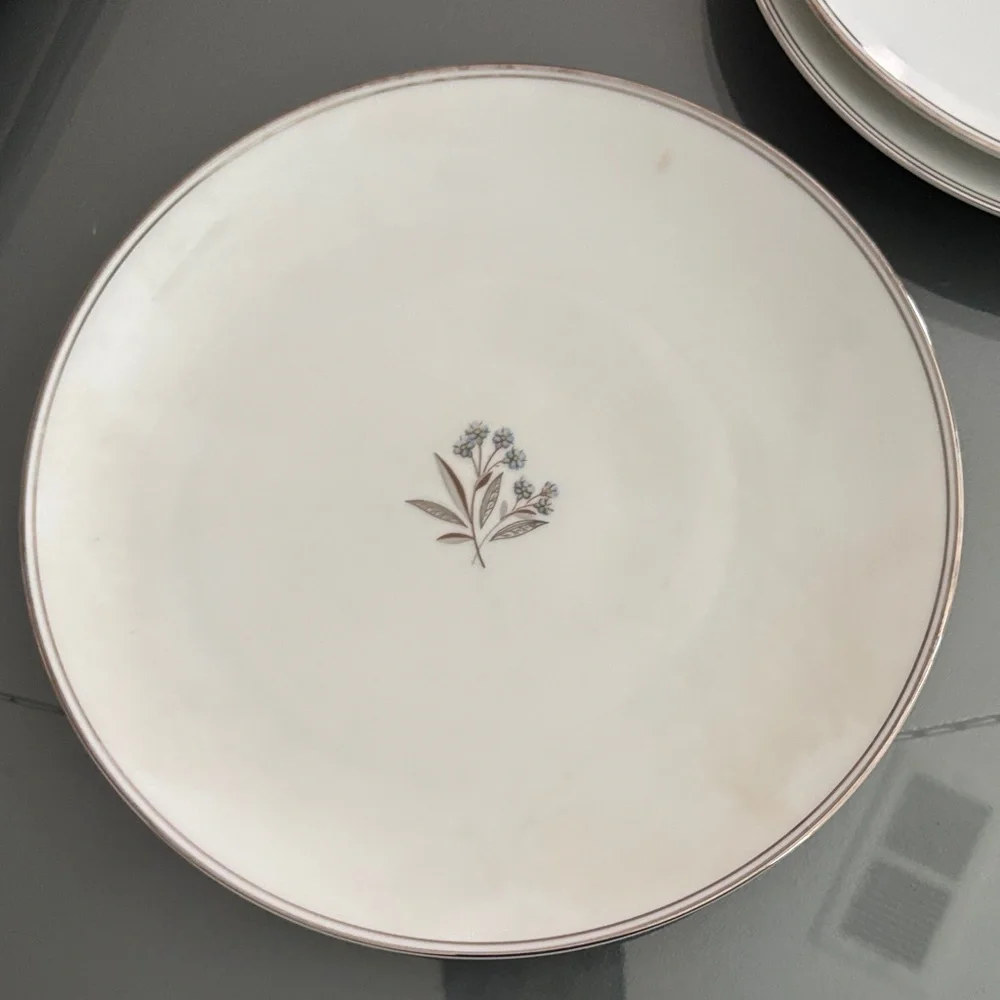 Noritake Bessie 5788  White with blue flowers salad  Plate set of 3